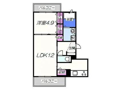 シャーメゾン アグレアーブル(1LDK/1階)の間取り写真