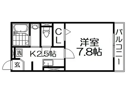 イーストメイト(1K/2階)の間取り写真