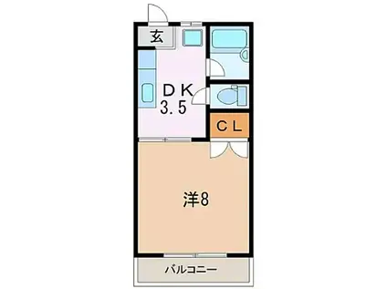 JR東海道本線 富士駅 徒歩24分 2階建 築34年(1DK/1階)の間取り写真