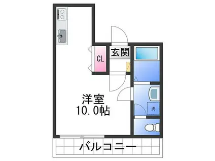ASAビルズ吉田II(ワンルーム/3階)の間取り写真