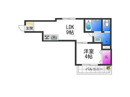グロースコート弥刀II(1LDK/2階)の間取り写真