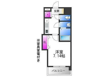 LUXE布施駅前(1K/8階)の間取り写真