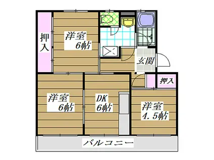 南海高野線 千代田駅 徒歩12分 5階建 築45年(2LDK/1階)の間取り写真