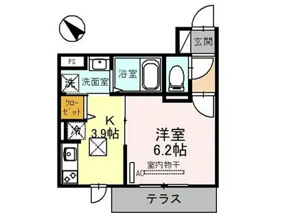 RIHITO堺東(1K/1階)の間取り写真