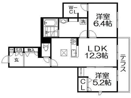 SHAMAISON STELLA RISAIA(2LDK/1階)の間取り写真