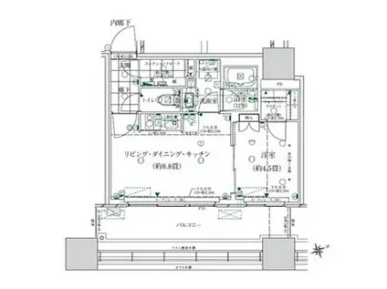 ローレルタワー ルネ浜松町(1LDK/3階)の間取り写真