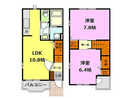 JR水戸線 岩瀬駅 徒歩6分 2階建 築16年(2LDK/1階)の間取り写真