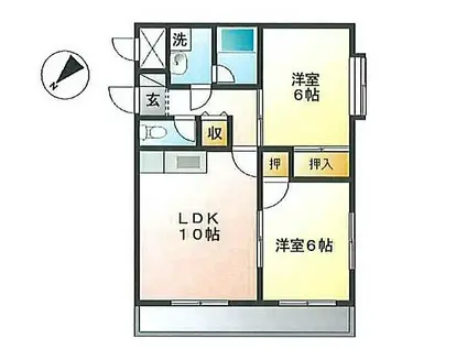 サンハイム柿生Ⅱ(2LDK/2階)の間取り写真