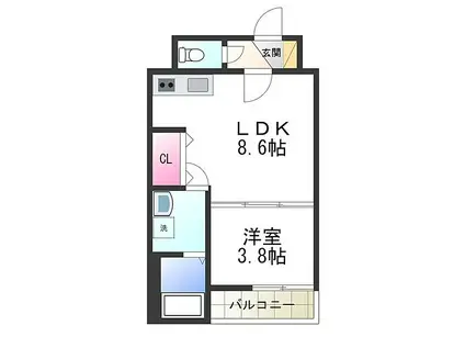 グラースコート(1LDK/3階)の間取り写真