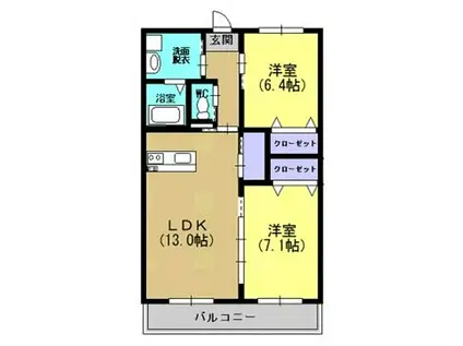 ティアラみねトマト館(2LDK/2階)の間取り写真