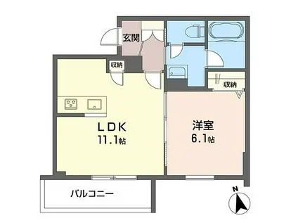 サクラ中野上高田(1LDK/2階)の間取り写真