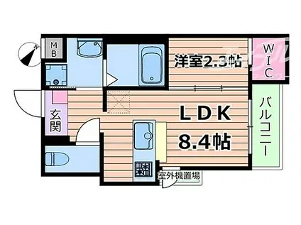 リアコート上新庄(1LDK/1階)の間取り写真