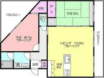 グリーンヒル藤が丘C II(2LDK/5階)の間取り写真