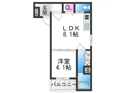 F ASECIA 日の華(1LDK/3階)の間取り写真