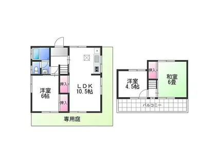 南海線 樽井駅 徒歩15分 2階建 築51年(3LDK)の間取り写真