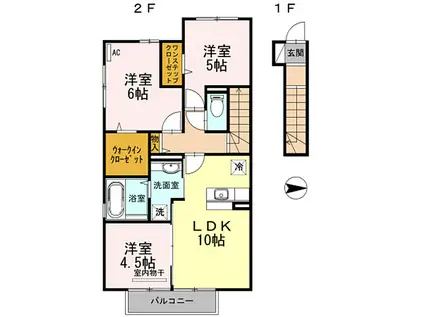 D-ROOM内原A棟(3LDK/2階)の間取り写真