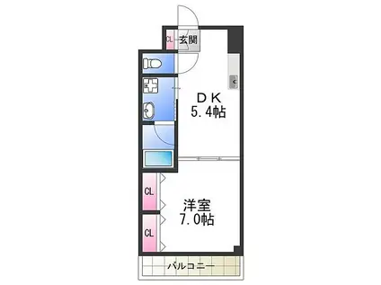 イーストコーストヴィラ(1DK/4階)の間取り写真