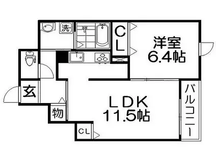 グランヴィオレI(1LDK/3階)の間取り写真