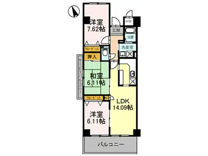 ラ・メゾンMSII(3LDK/2階)の間取り写真