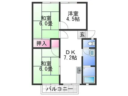 イヅミハイツ(3DK/2階)の間取り写真