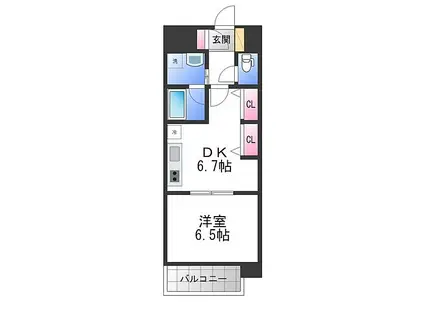 JR阪和線 津久野駅 徒歩14分 4階建 築16年(1DK/4階)の間取り写真