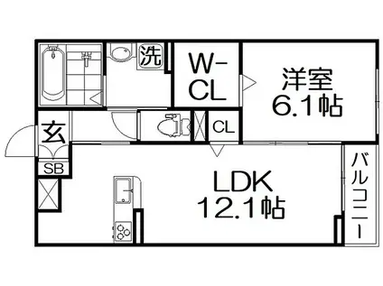 エスコンディーテ(1LDK/3階)の間取り写真