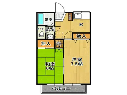 太郎殿ヴィレッジ A棟(2K/1階)の間取り写真