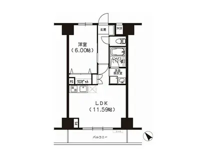 S-FORT船橋塚田(1LDK/6階)の間取り写真