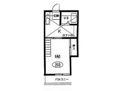 JR南武線 宿河原駅 徒歩6分 2階建 築35年(1K/2階)の間取り写真