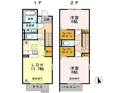 モンステラ(2LDK/1階)の間取り写真