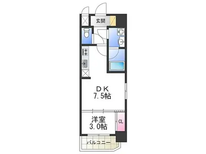 SOAR NAGAI EKIMAE(1DK/7階)の間取り写真