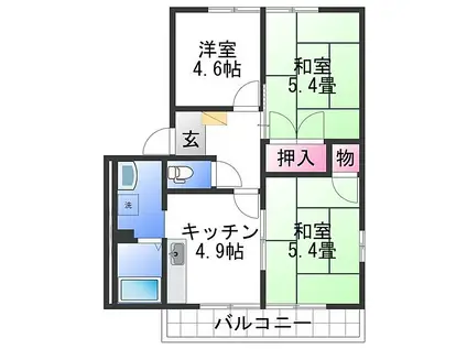 ディアス松島(3K/1階)の間取り写真