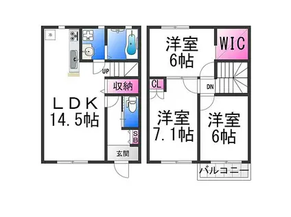 三国ヶ丘RESIDENCE A棟(3LDK/1階)の間取り写真