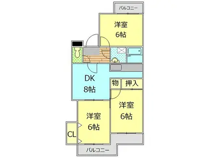 コーポ中山C(3DK/3階)の間取り写真