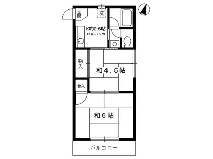 杉村ハウス(2K/1階)の間取り写真