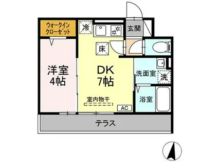 JR横浜線 古淵駅 徒歩6分 3階建 築1年(1DK/1階)の間取り写真