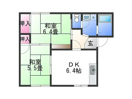 タウニィ料理松(2DK/1階)の間取り写真