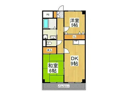 エクセル稲田(2DK/2階)の間取り写真
