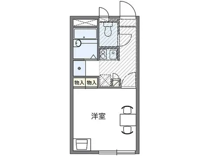 相鉄本線 海老名駅 徒歩143分 2階建 築17年(1K/1階)の間取り写真