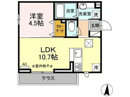 小田急江ノ島線 中央林間駅 徒歩4分 3階建 築1年(1LDK/3階)の間取り写真