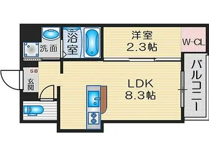 リアコート上新庄(1LDK/4階)の間取り写真