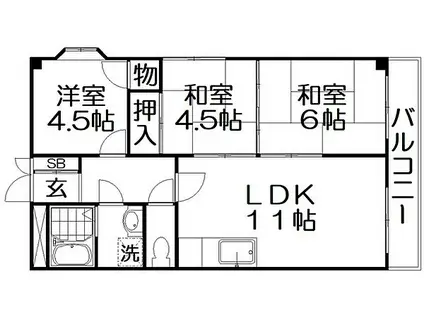 ネオメゾン寝屋川(3LDK/3階)の間取り写真