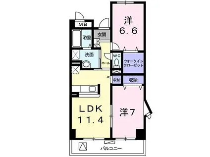 ベルアビタシオン(2LDK/2階)の間取り写真