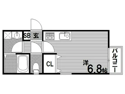 クレセント西代(ワンルーム/2階)の間取り写真