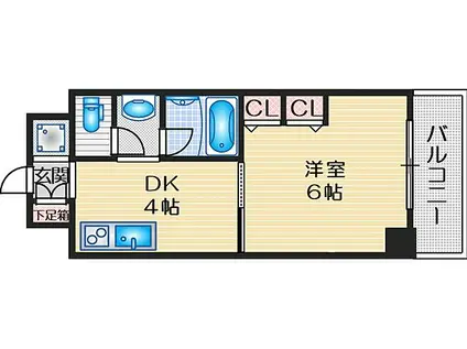 第13関根マンション(1DK/8階)の間取り写真