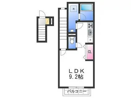 南海線 和泉大宮駅 徒歩9分 2階建 築3年(1K/2階)の間取り写真