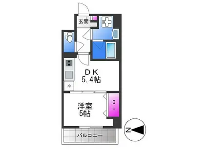 EST喜連瓜破(1DK/8階)の間取り写真