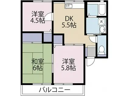 JR東海道本線 富士駅 徒歩30分 2階建 築26年(3DK/2階)の間取り写真