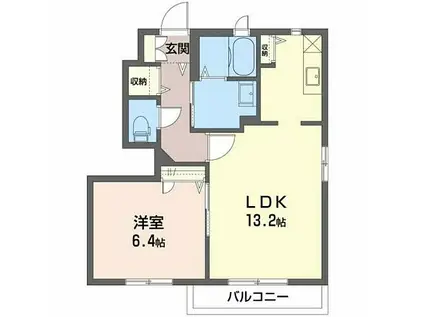 JR御殿場線 御殿場駅 徒歩19分 2階建 築14年(1LDK/1階)の間取り写真