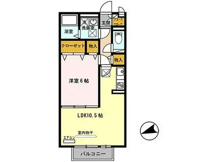 JOY WAVE YAMATO A棟(1LDK/1階)の間取り写真
